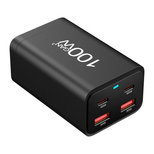 2A2C-100W GaN Pro 100W USB x 2, USB-C / Type-C x 2 Fast Charger, Plug Type:EU Plug(Black) - Multifunction Charger by buy2fix | Online Shopping UK | buy2fix