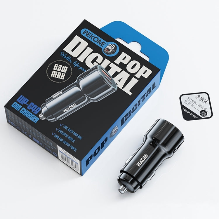 WEKOME WP-C49 Pop Digital Series USB, USB-C / Type-C 63W Fast Car Charger(Tarnish) by WK