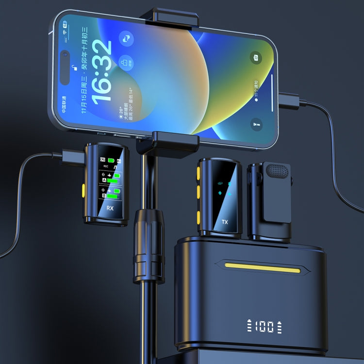 J28 1 TX + 2 RX Lavalier Smart Noise Reduction Wireless Microphone with Charging Compartment(Type-C) by buy2fix