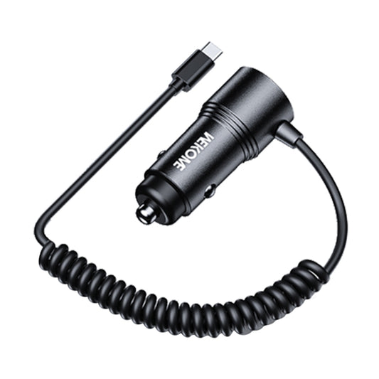 WEKOME WP-C51 Pop Digital Series 66W USB, USB-C / Type-C Car Charger with Charging Cable(Black) by WK
