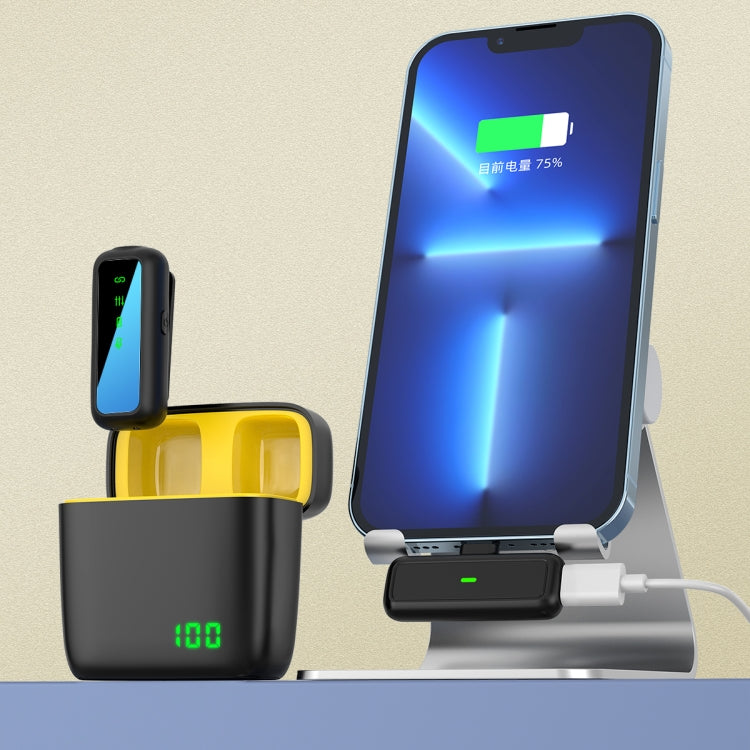 SX5 1 TX + 1 RX Lavalier Wireless Microphone with Digital Display Charging Box, Specification:Type-C(Yellow) by buy2fix