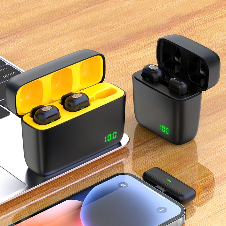 SX6 1 TX + 2 RX Lavalier Wireless Microphone with Digital Display Charging Box, Specification:8 Pin(Yellow) by buy2fix