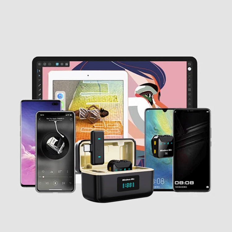 SX23 1 TX + 2 RX Lavalier Wireless Microphone with Digital Charging Box(Type-C) by buy2fix