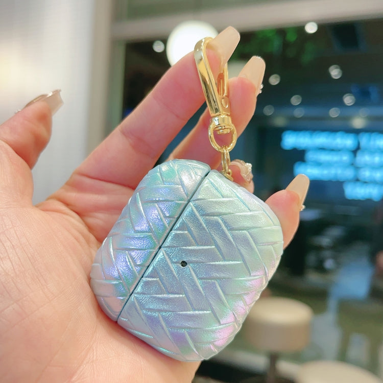 For AirPods 3 Colorful Weaving Texture Earbuds Box PC Case with Hook(Pink) by buy2fix