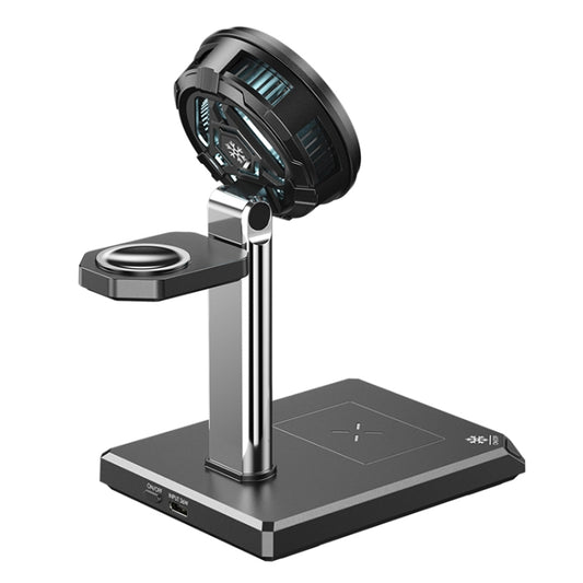 WK WP-U176 15W 4 in 1 Magnetic Cooling Wireless Charging Holder(Black) by WK