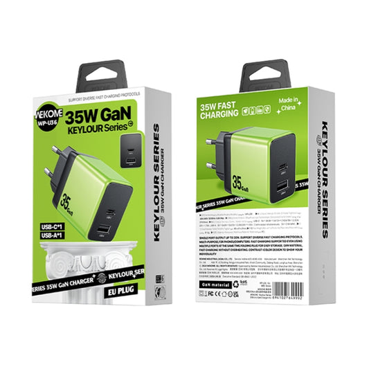 WK WP-U36 35W USB-C / Type-C, USB GaN Fast Charger, Plug Type:EU Plug(Green) - USB Charger by WK | Online Shopping UK | buy2fix