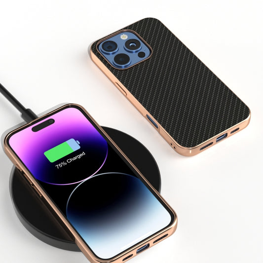 For iPhone 16 Pro Max Nano Electroplating Carbon Fiber Texture Phone Case(Black) by buy2fix