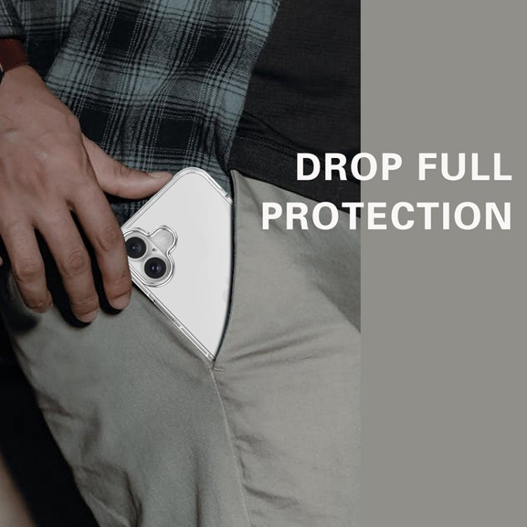 For iPhone 16 Metal Buttons PC Hybrid TPU Phone Case(Transparent) by buy2fix