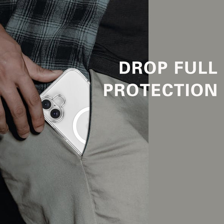 For iPhone 16 Metal Buttons MagSafe Magnetic PC Hybrid TPU Phone Case(Transparent) by buy2fix