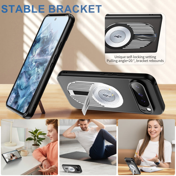 For Google Pixel 9 / 9 Pro Heat Dissipation Aromatherapy MagSafe Holder Phone Case(Silver) by buy2fix