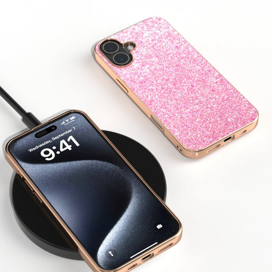 For iPhone 16 Plus Electroplating Frame Colorful Glitter Phone Case(Purple Pink) by buy2fix