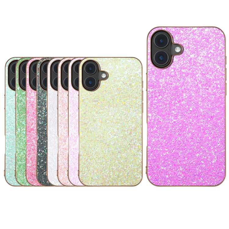 For iPhone 16 Electroplating Frame Colorful Glitter Phone Case(Glitter Pink) by buy2fix