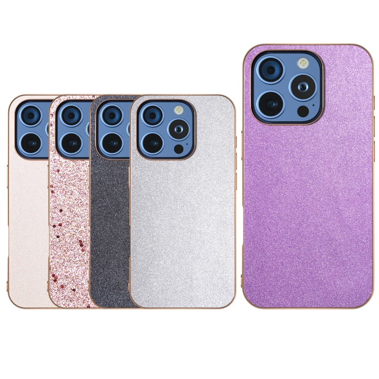 For iPhone 16 Pro Max Electroplating Frame Glitter Shockproof Phone Case(White) by buy2fix
