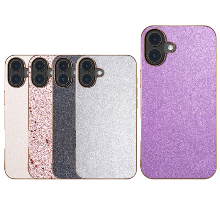 For iPhone 16 Plus Electroplating Frame Glitter Shockproof Phone Case(Gold Pink) by buy2fix