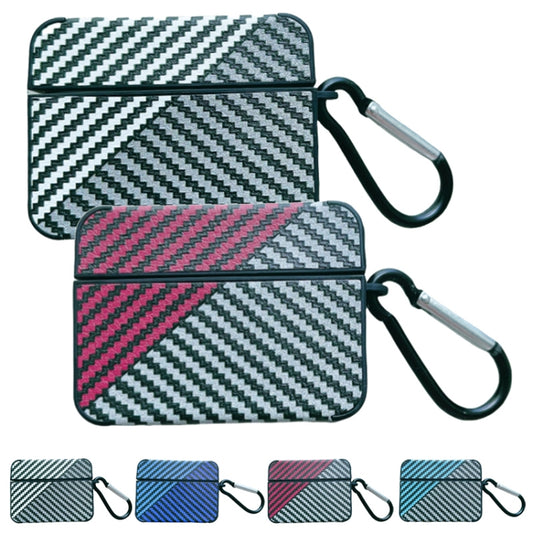 For AirPods 3 Carbon Fibre Texture PU Earbuds Box PC Case with Hook(Grey) by buy2fix