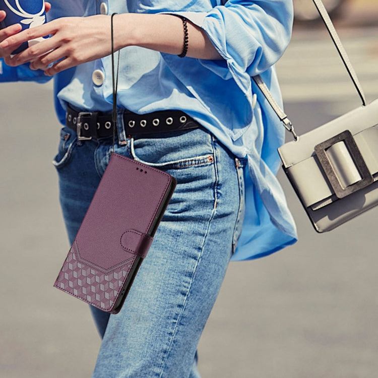 For Ulefone Note 14 Honeycomb Embossing RFID Leather Phone Case(Violet) by buy2fix