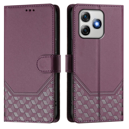 For Ulefone Note 18 Ultra Honeycomb Embossing RFID Leather Phone Case(Violet) by buy2fix