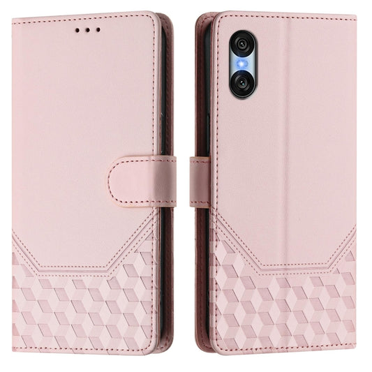 For Sony Xperia 10 VI 2024 Honeycomb Embossing RFID Leather Phone Case(Pink) by buy2fix