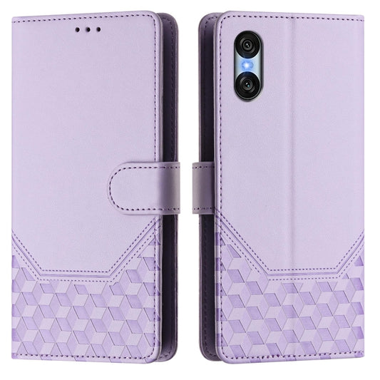 For Sony Xperia 10 VI 2024 Honeycomb Embossing RFID Leather Phone Case(Light Purple) by buy2fix