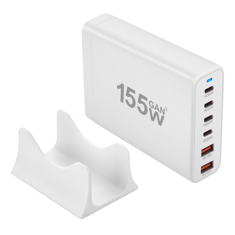 155W 4Type-C, 2USB 6-Ports Desktop Fast Charger, Plug Type:US Plug(White) by buy2fix