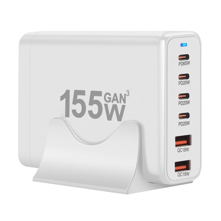 155W 4Type-C, 2USB 6-Ports Desktop Fast Charger, Plug Type:AU Plug(White) by buy2fix