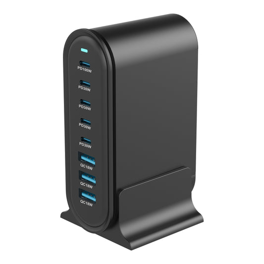 YMX-968 268W 5Type-C, 3USB 8-Ports Desktop Fast Charger, Plug Type:UK Plug(Black) by buy2fix
