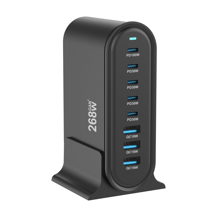 YMX-968 268W 5Type-C, 3USB 8-Ports Desktop Fast Charger, Plug Type:UK Plug(Black) by buy2fix
