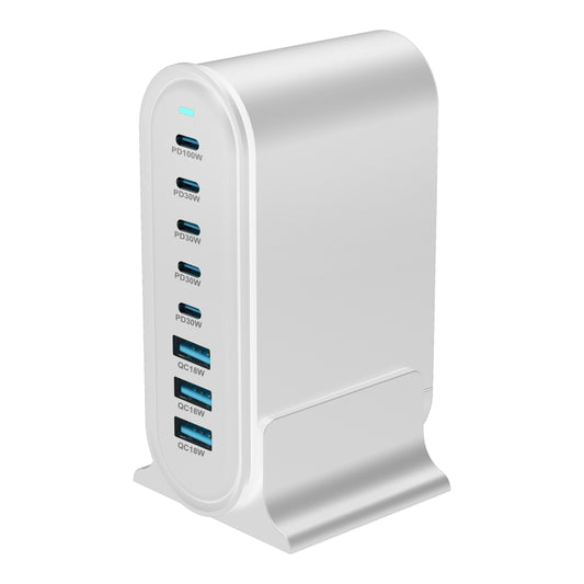 YMX-968 268W 5Type-C, 3USB 8-Ports Desktop Fast Charger, Plug Type:UK Plug(White) by buy2fix