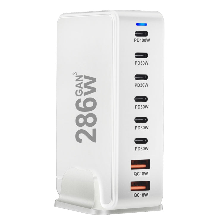 YMX-986 286W 6 Type-C, 2 USB 8-Ports Desktop Fast Charger, Plug Type:EU Plug(White) by buy2fix