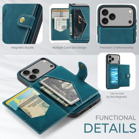 For iPhone 17 Pro Max JEEHOOD J01 Retro Magnetic Detachable Wallet Phone Case(Blue) - iPhone 17 Pro Max Cases by JEEHOOD | Online Shopping UK | buy2fix