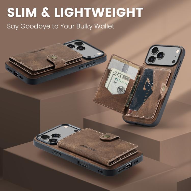 For iPhone 17 Pro JEEHOOD J01 Retro Magnetic Detachable Wallet Phone Case(Brown) - iPhone 17 Pro Cases by JEEHOOD | Online Shopping UK | buy2fix