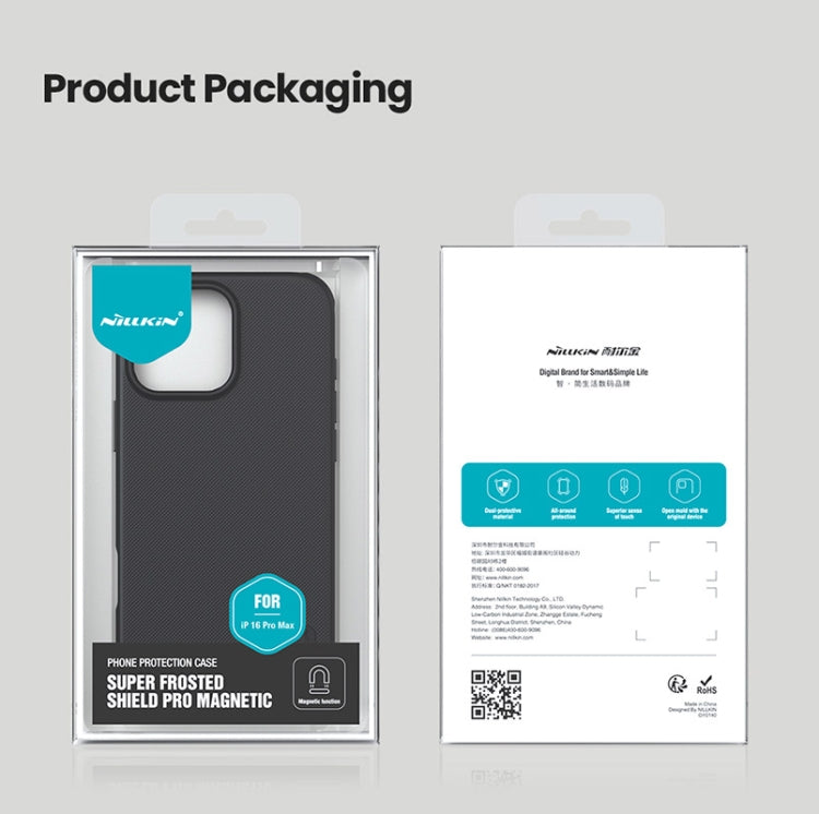 For iPhone 16 Pro NILLKIN Frosted Shield Pro Magnetic Magsafe Phone Case(Black) by NILLKIN