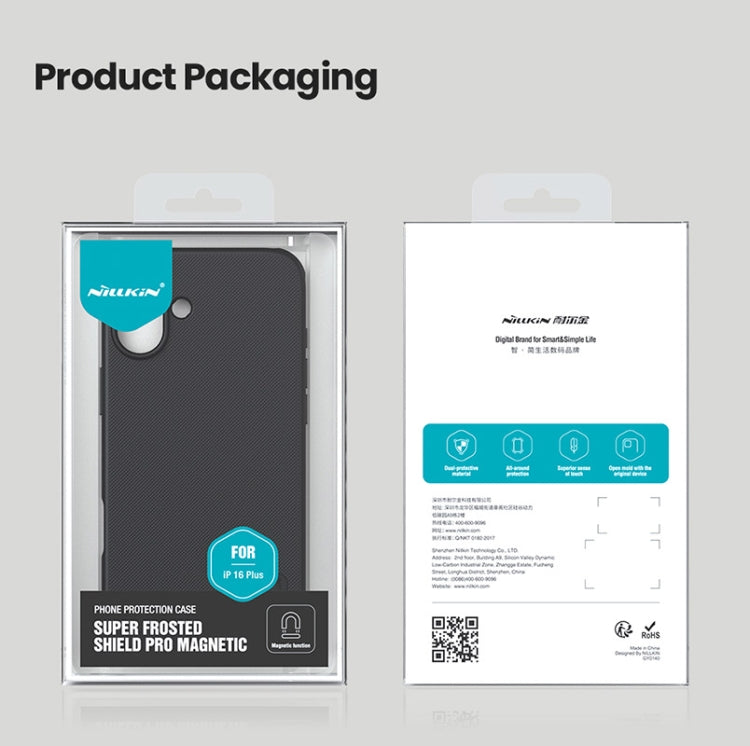 For iPhone 16 NILLKIN Frosted Shield Pro Magnetic Magsafe Phone Case(Black) by NILLKIN