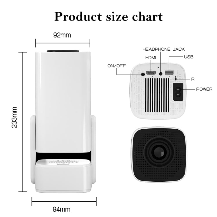 Y7S 720P Android 11 OS Portable Home WiFi Projector with Speaker, CPU:RK3326(AU Plug) by buy2fix