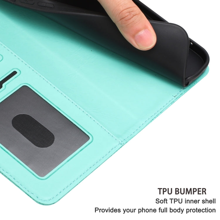 For iPhone 16 Floral Embossed Pattern Leather Phone Case(Light Green) by buy2fix
