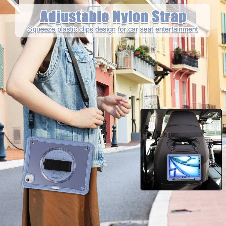 For iPad Air 11 2025 / 2024 Heavy Duty Hybrid Tablet Case with Hand Grip & Strap(Lavender Grey) by buy2fix