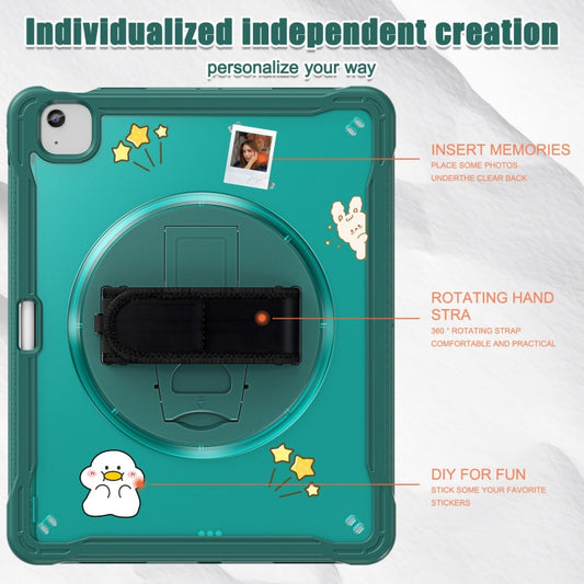 For iPad Air 13 2025 / 2024 Heavy Duty Hybrid Tablet Case with Hand Grip & Strap(Dark Green) by buy2fix