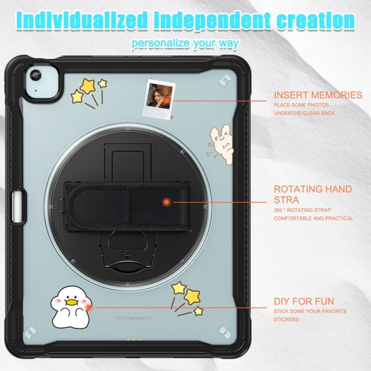 For iPad Air 13 2025 / 2024 Heavy Duty Hybrid Tablet Case with Hand Grip & Strap(Black Transparent) by buy2fix