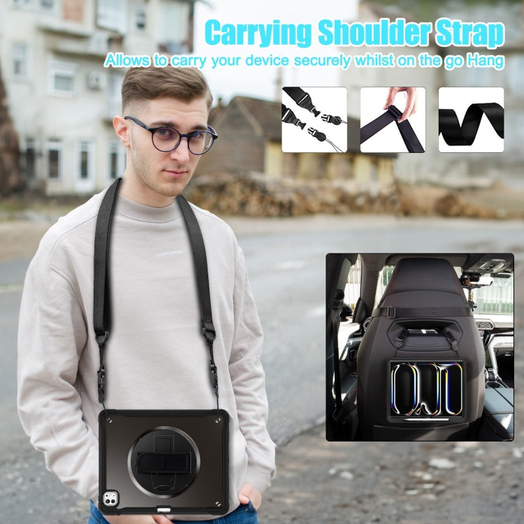 For iPad Pro 13 2025 / 2024 Heavy Duty Hybrid Tablet Case with Hand Grip & Strap(Black) by buy2fix