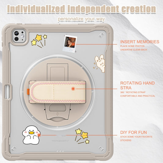 For iPad Pro 13 2025 / 2024 Heavy Duty Hybrid Tablet Case with Hand Grip & Strap(Khaki) by buy2fix