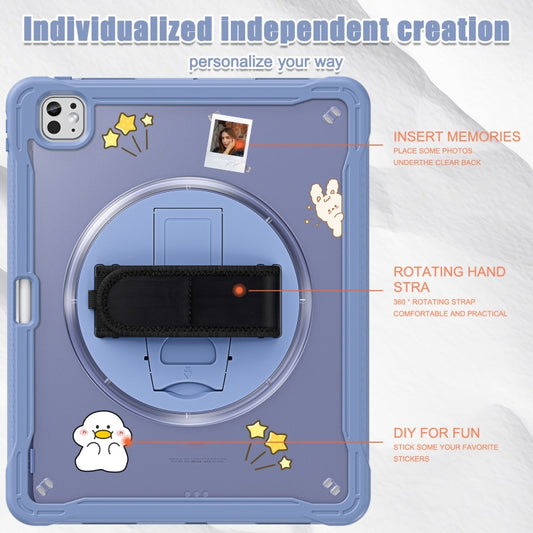 For iPad Pro 13 2025 / 2024 Heavy Duty Hybrid Tablet Case with Hand Grip & Strap(Lavender Grey) by buy2fix