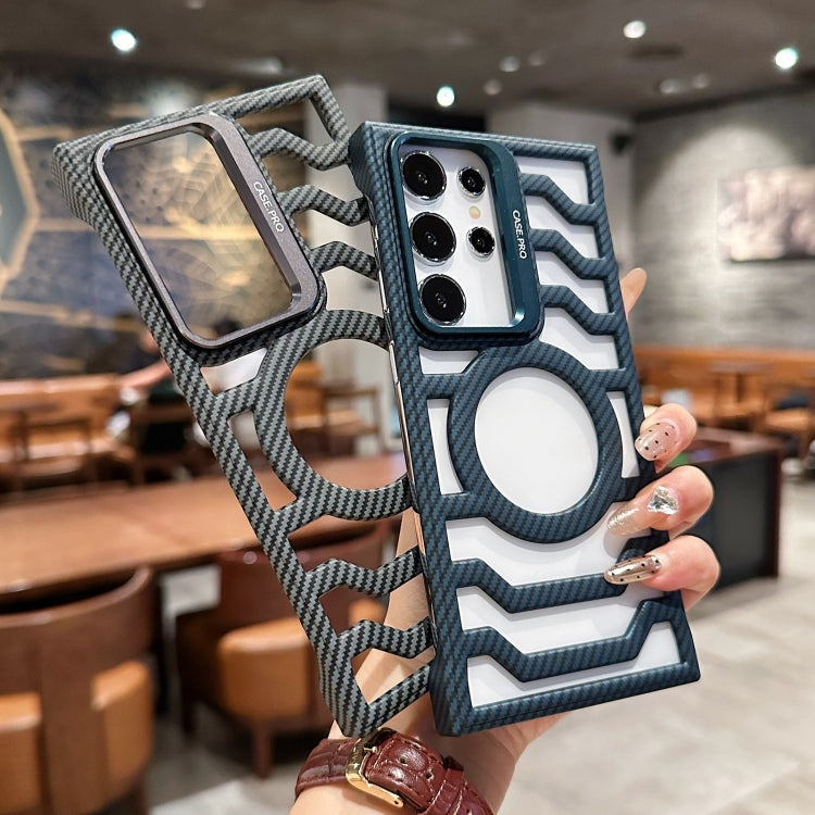 For Samsung Galaxy S24+ 5G Borderless Carbon Fiber Lens Protection Bracket MagSafe Phone Case(Black) by buy2fix