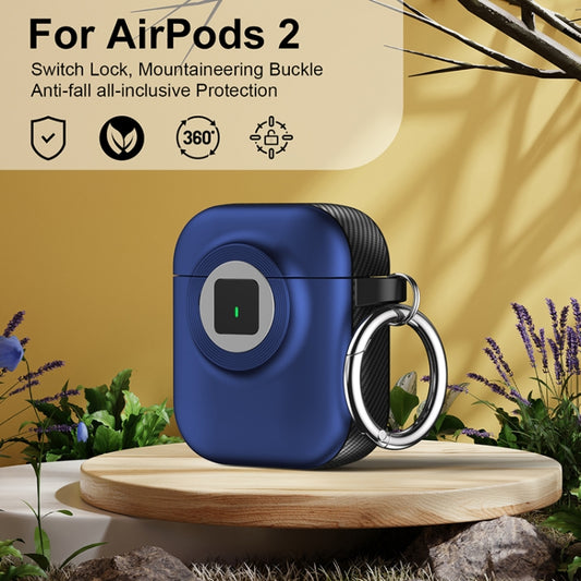 For AirPods 1 / 2 Camera Series PC + TPU Headset Shockproof Carbon Fibre Case(Blue) by buy2fix