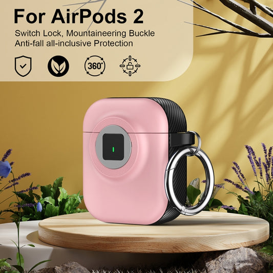 For AirPods 1 / 2 Camera Series PC + TPU Headset Shockproof Carbon Fibre Case(Pink) by buy2fix