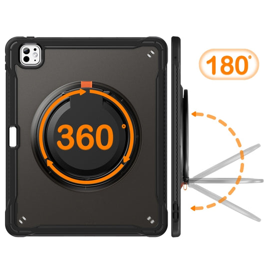 For iPad Pro 13 2025 / 2024 Powerful Sailor Ring Holder Heavy Duty Hybrid Tablet Case with Strap(Black) by buy2fix