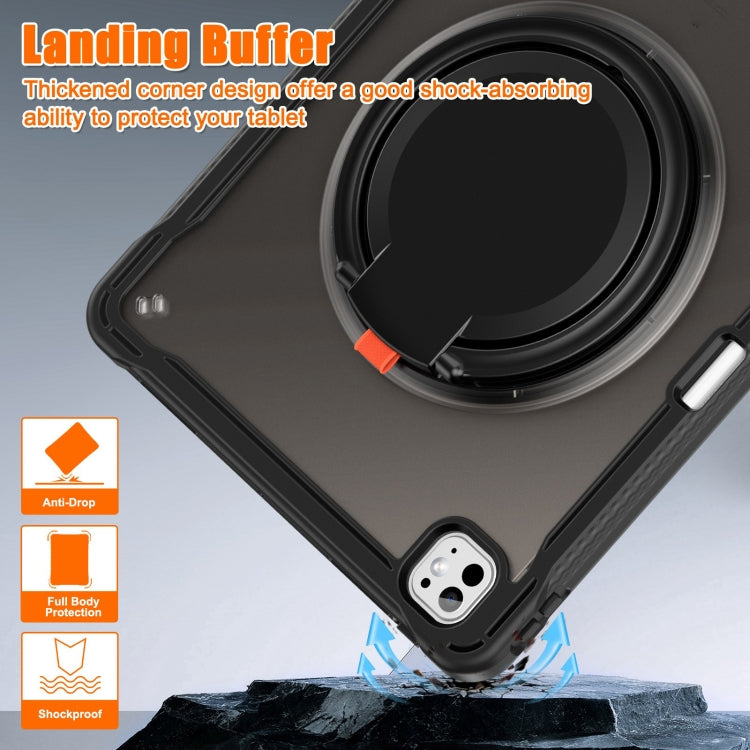 For iPad Pro 13 2025 / 2024 Powerful Sailor Ring Holder Heavy Duty Hybrid Tablet Case with Strap(Black) by buy2fix