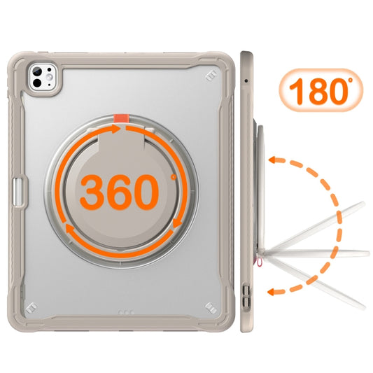 For iPad Pro 13 2025 / 2024 Powerful Sailor Ring Holder Heavy Duty Hybrid Tablet Case with Strap(Khaki) by buy2fix