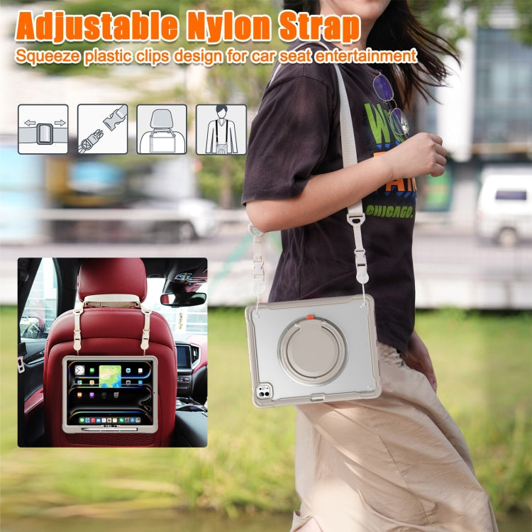 For iPad Pro 13 2025 / 2024 Powerful Sailor Ring Holder Heavy Duty Hybrid Tablet Case with Strap(Khaki) by buy2fix