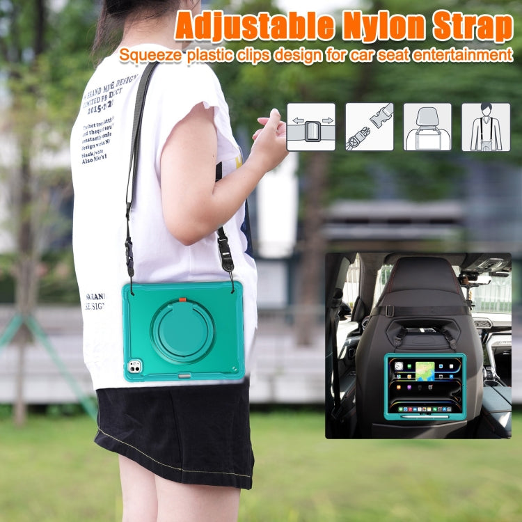 For iPad Pro 13 2025 / 2024 Powerful Sailor Ring Holder Heavy Duty Hybrid Tablet Case with Strap(Light Blue) by buy2fix