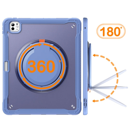 For iPad Pro 13 2025 / 2024 Powerful Sailor Ring Holder Heavy Duty Hybrid Tablet Case with Strap(Lavender Grey) by buy2fix